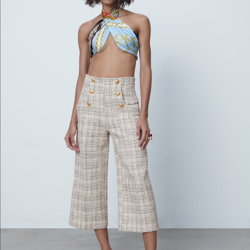 NWT Zara Buttoned Straight Leg Culottes